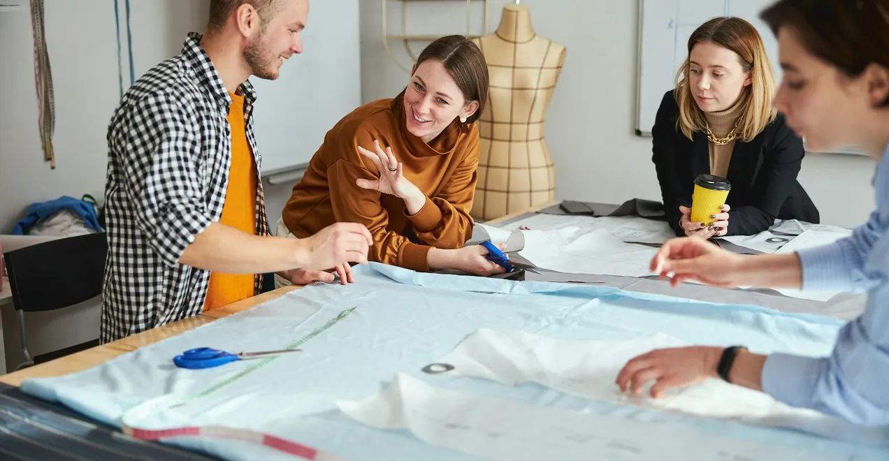 People talking about an interior design project