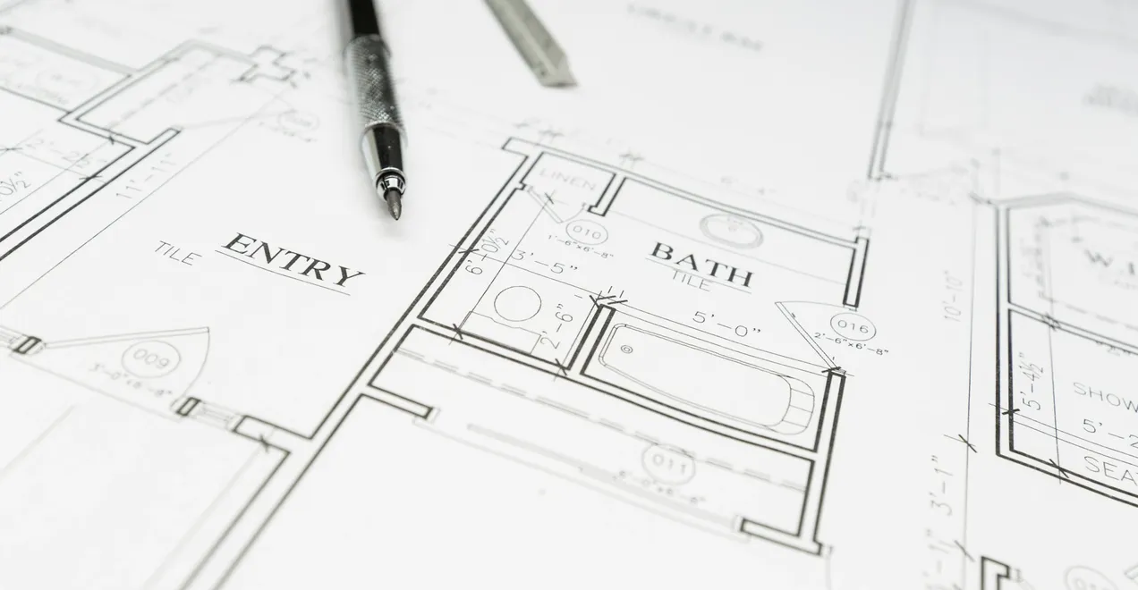 Detailed layouts of entry and bath